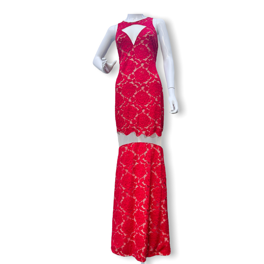WINDSOR Lace Maxi Dress Keyhole Red Size XL NWT